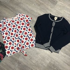 Lands End Tee and cardigan 10-12